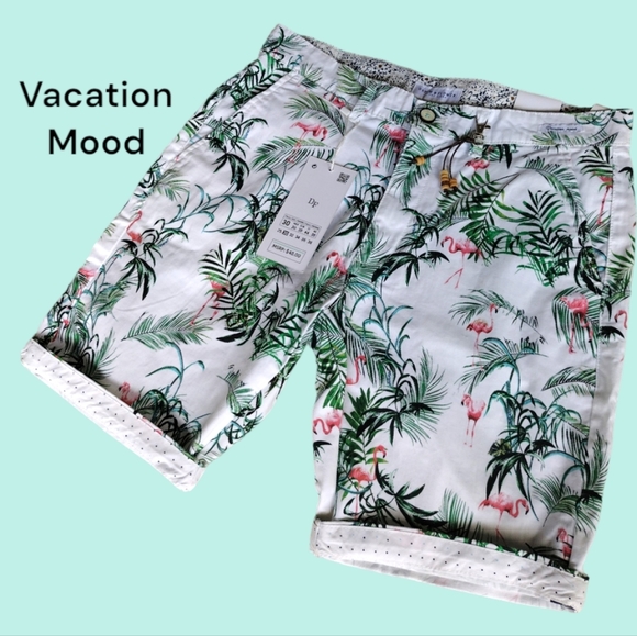 Nwt DF Hawaiian Flamingo Stretch Shorts Sz 30 - Picture 5 of 5